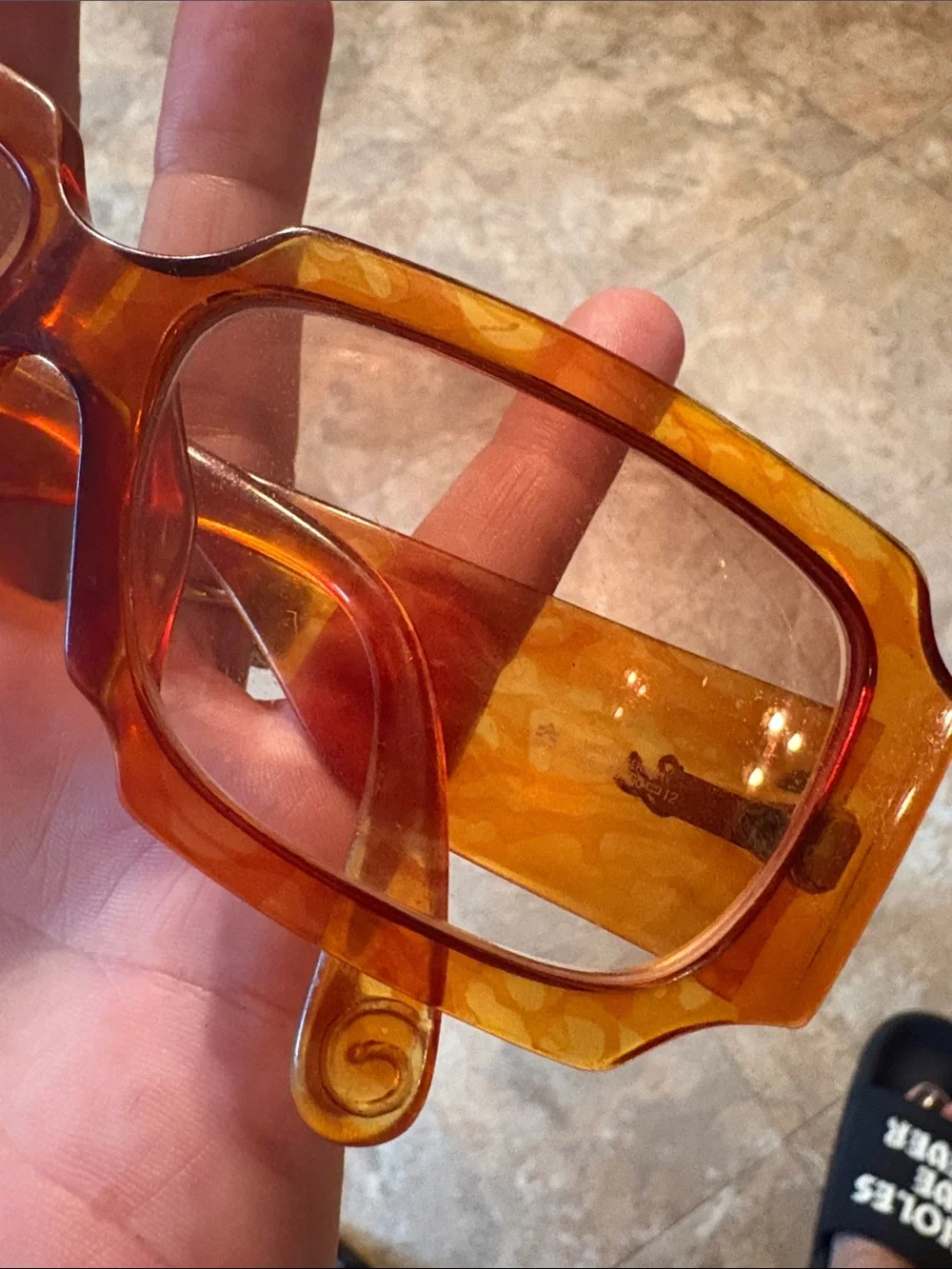 CHRISTIAN LACROIX RetroTransparent Amber Rectangular Women's Glasses